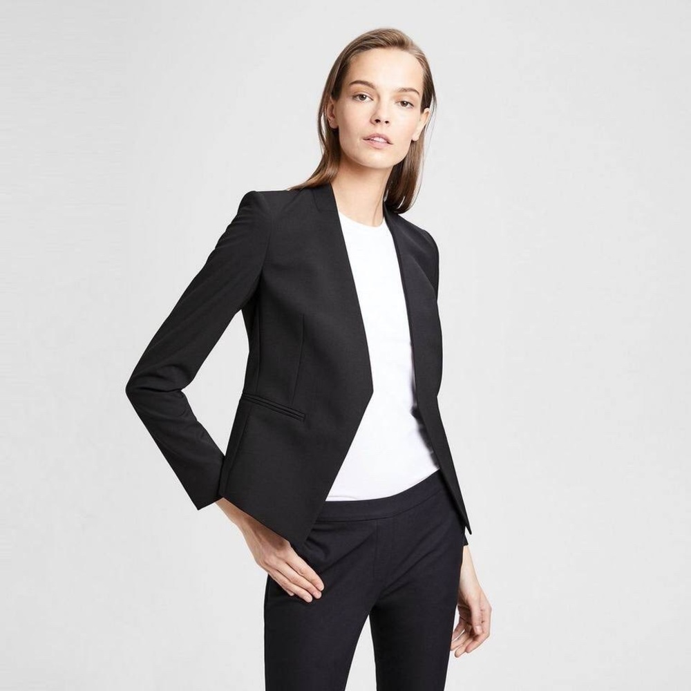 Theory Lanai Edition Black Open Front Slit Sleeve Blazer